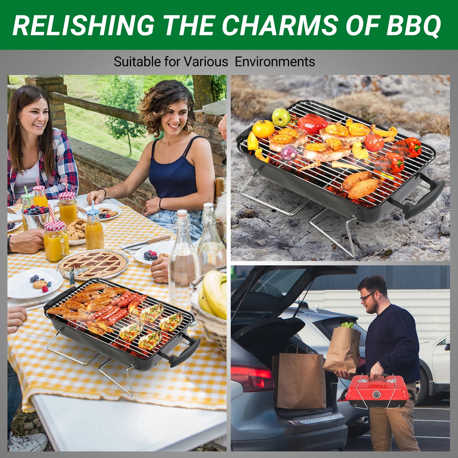 Charcoal Grill,  Outdoor Smoker, Small BBQ Grill