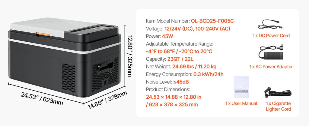 20 L -  55L Car Mini Fridge Freezer  DC 110-240V Camping