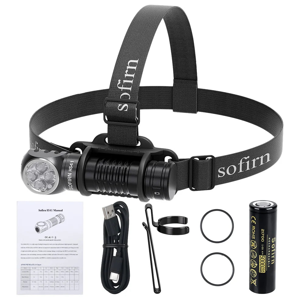 Headlamp 4000lm 21700 USB C Rechargeable, LED