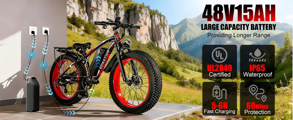 1500W Fat Tire EBike for Adults 26"x4.0 All Terrain 34MPH  48V