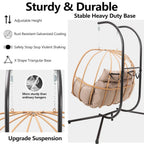 Double Egg Hanging Swing Chair with Stand Cushions Headrest 80"H Metal Basket