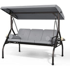 3 Seat Outdoor Porch Swing Chair, Adjustable Canopy  Convertible with Thicken Cushions,