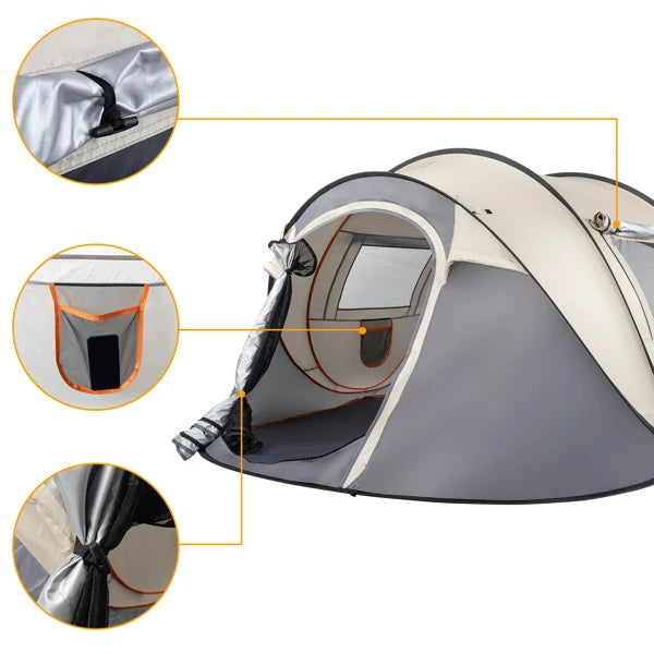 4-Person No-Install Pop Up Tent, Universal