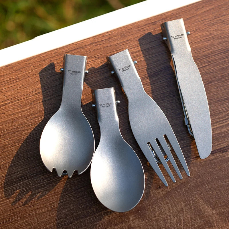 Titanium Foldable Cutlery Set - Fork Spoon Knife