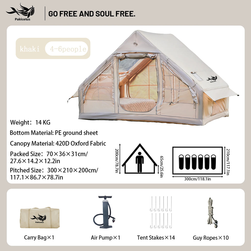 Inflatable Camping Tent, Waterproof  for 4-8 Persons,