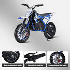 Blue 24V Electric Dirt Bike, Mini Off-Road Motorcycle , Disc Brake, for Kids