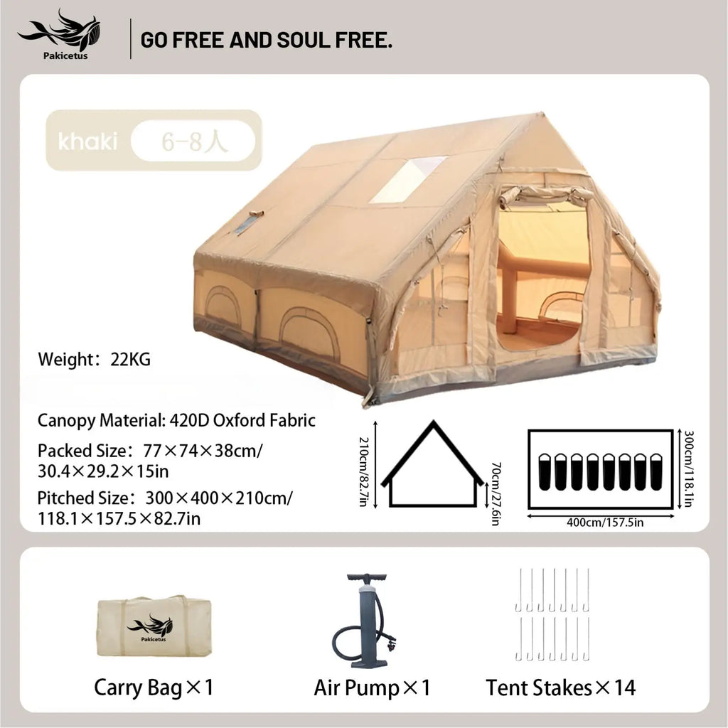 Inflatable Camping Tent, Waterproof  for 4-8 Persons,