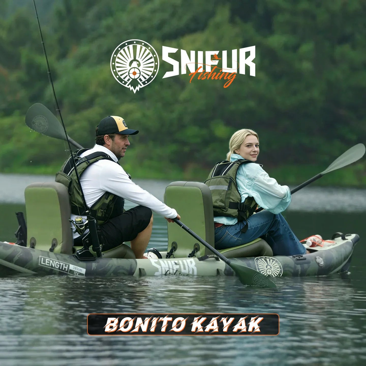 2-Person Inflatable kayak with Paddle & Carry Handle
