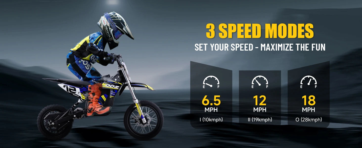 36V 1000W Electric Dirt Bike for Kids, , Up to 18 MPH & 15 Miles