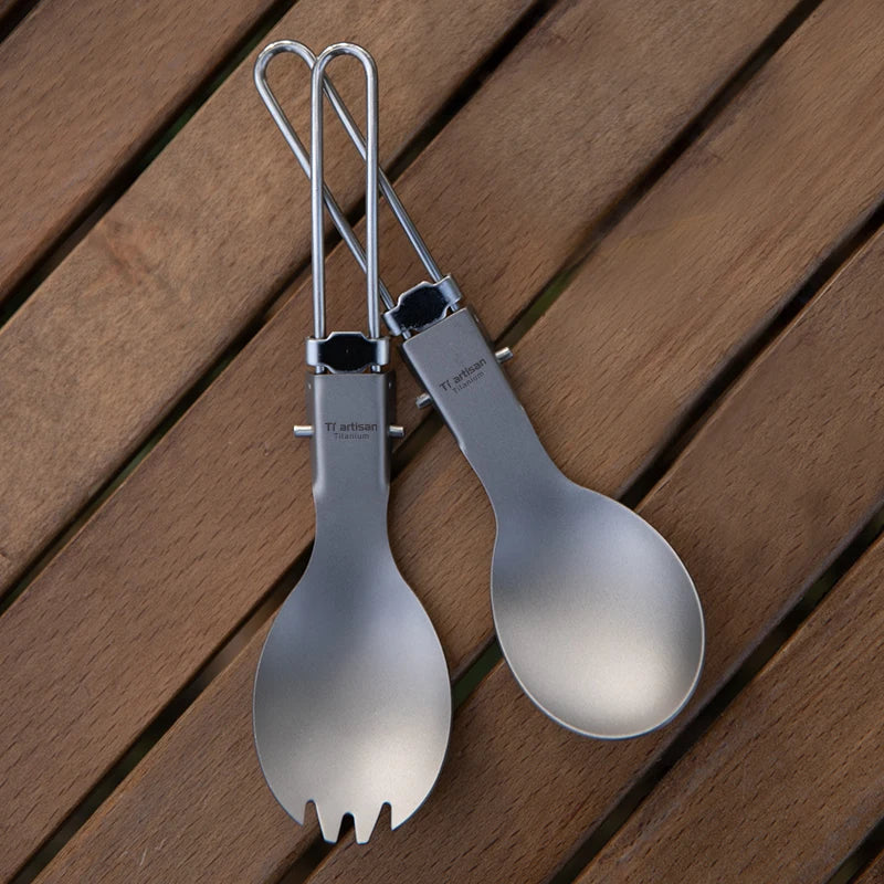 Titanium Foldable Cutlery Set - Fork Spoon Knife