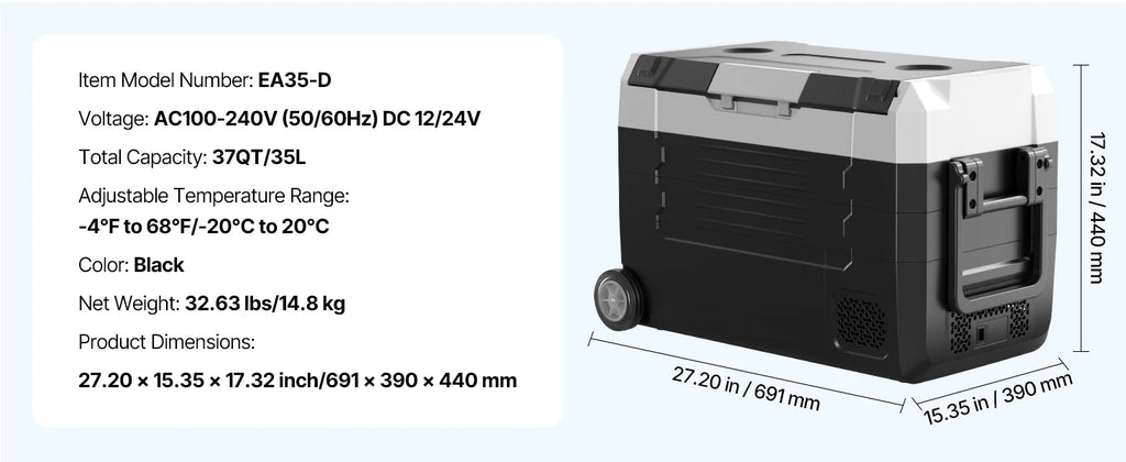 20 L -  55L Car Mini Fridge Freezer  DC 110-240V Camping