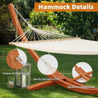 2 Person Heavy Duty Hammock and Stand, Large Outdoor Swing Bed 550lbs Cap.