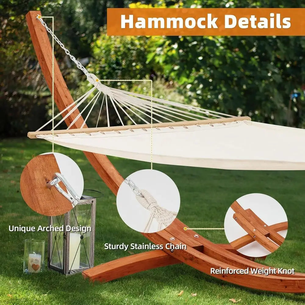 2 Person Heavy Duty Hammock and Stand, Large Outdoor Swing Bed 550lbs Cap.