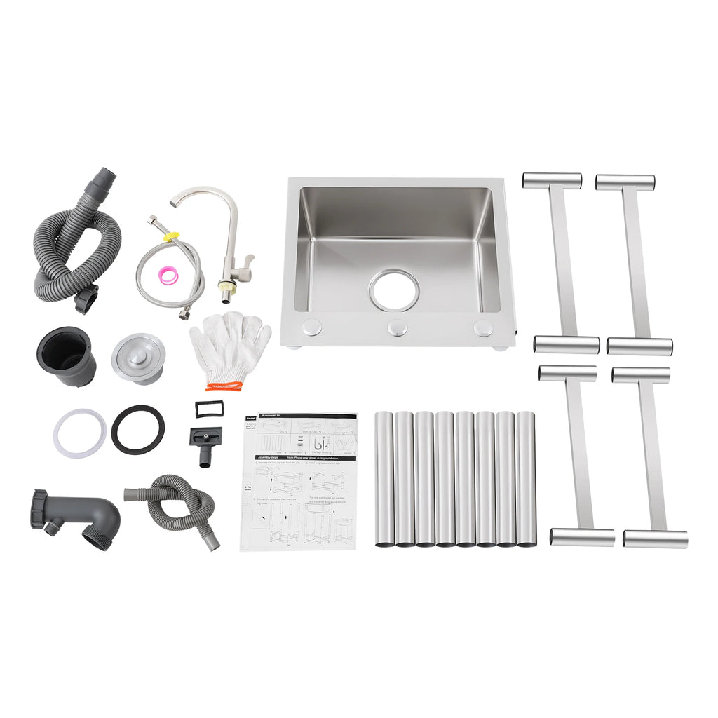 Freestanding Kitchen Sink with 360° Faucet, Sink, 45*41*75cm