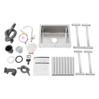 Freestanding Kitchen Sink with 360° Faucet, Sink, 45*41*75cm