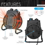 Electric Forced Air Heater with Ceramic Element,  Tilt, Overheat