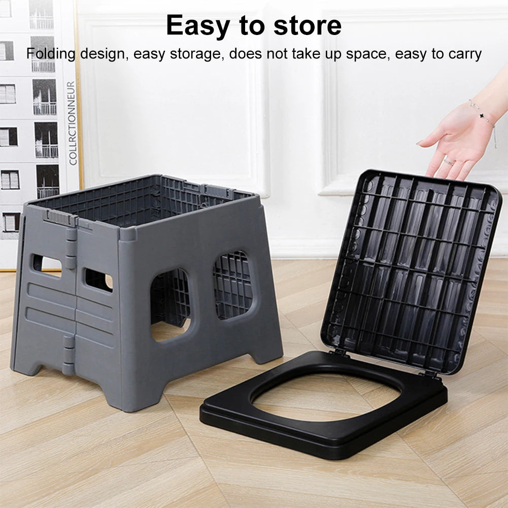 Portable Folding Toilet with Lid Foldable Outdoor