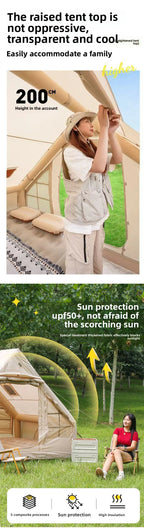Inflatable tent camping for 1-6 people, hand pump large