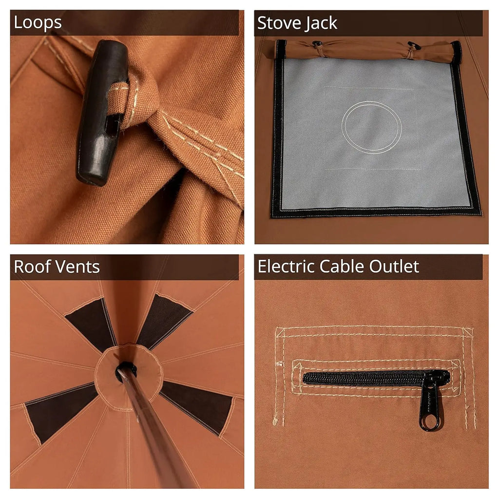Waterproof 4 Season Canvas Bell Tent w/ Stove Jack