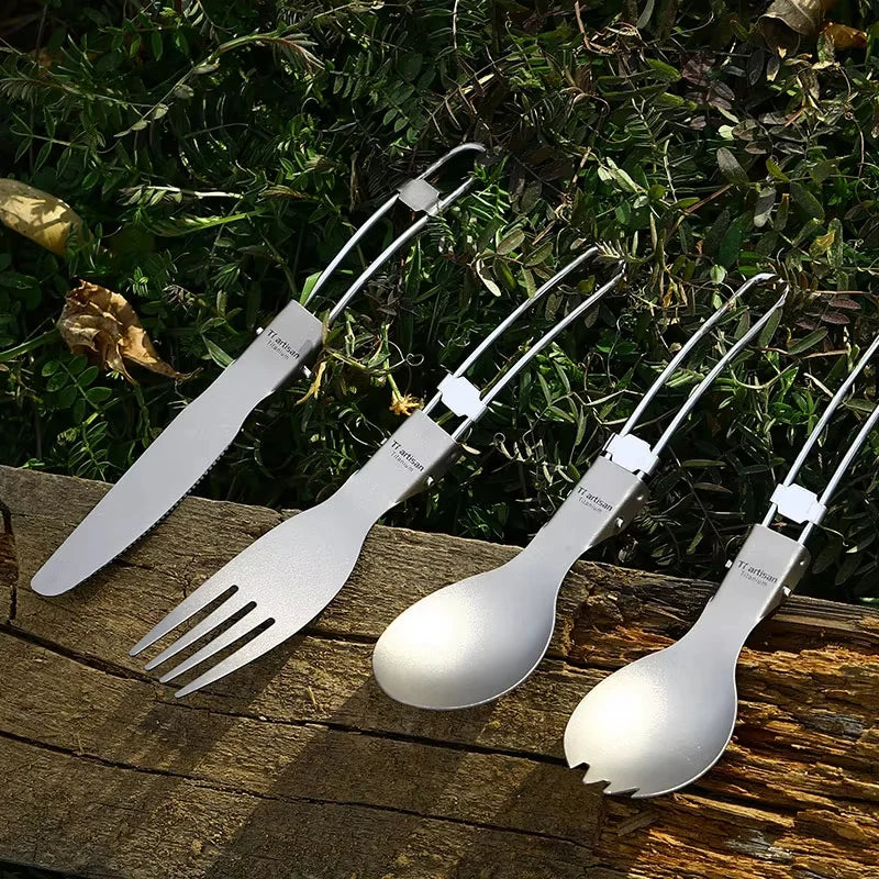 Titanium Foldable Cutlery Set - Fork Spoon Knife