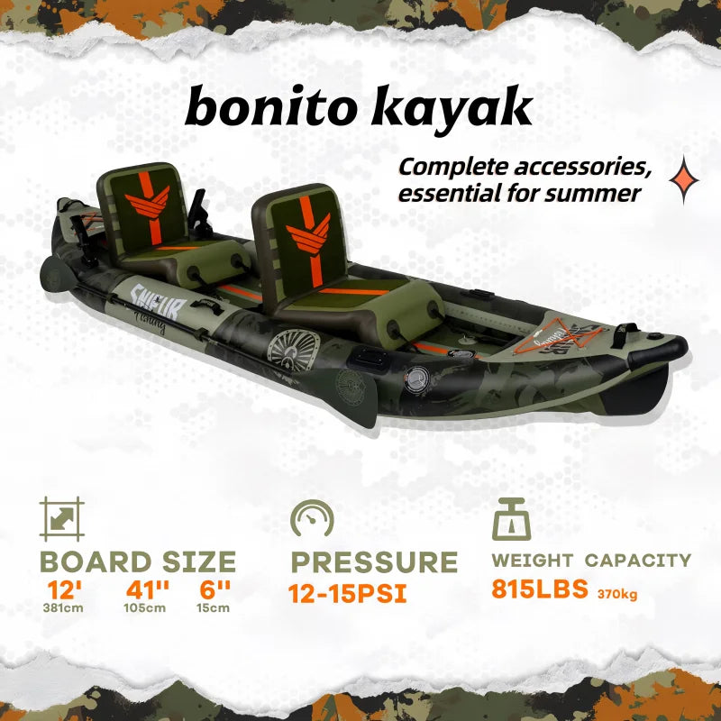 2-Person Inflatable kayak with Paddle & Carry Handle