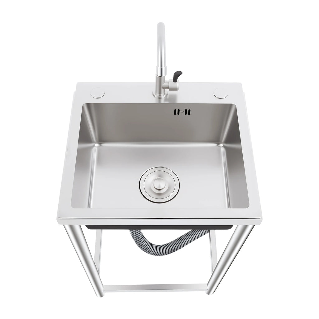 Freestanding Kitchen Sink with 360° Faucet, Sink, 45*41*75cm