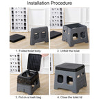 Portable Folding Toilet with Lid Foldable Outdoor