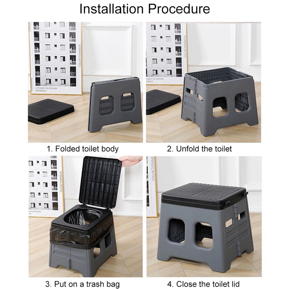 Portable Folding Toilet with Lid Foldable Outdoor