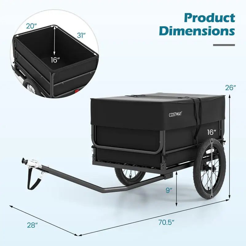 Bike Cargo Trailer with Bag and Cover Heavy-Duty