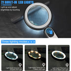 Rechargeable Magnifying Glass with Light, 30X 4.7IN