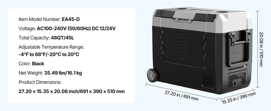 20 L -  55L Car Mini Fridge Freezer  DC 110-240V Camping
