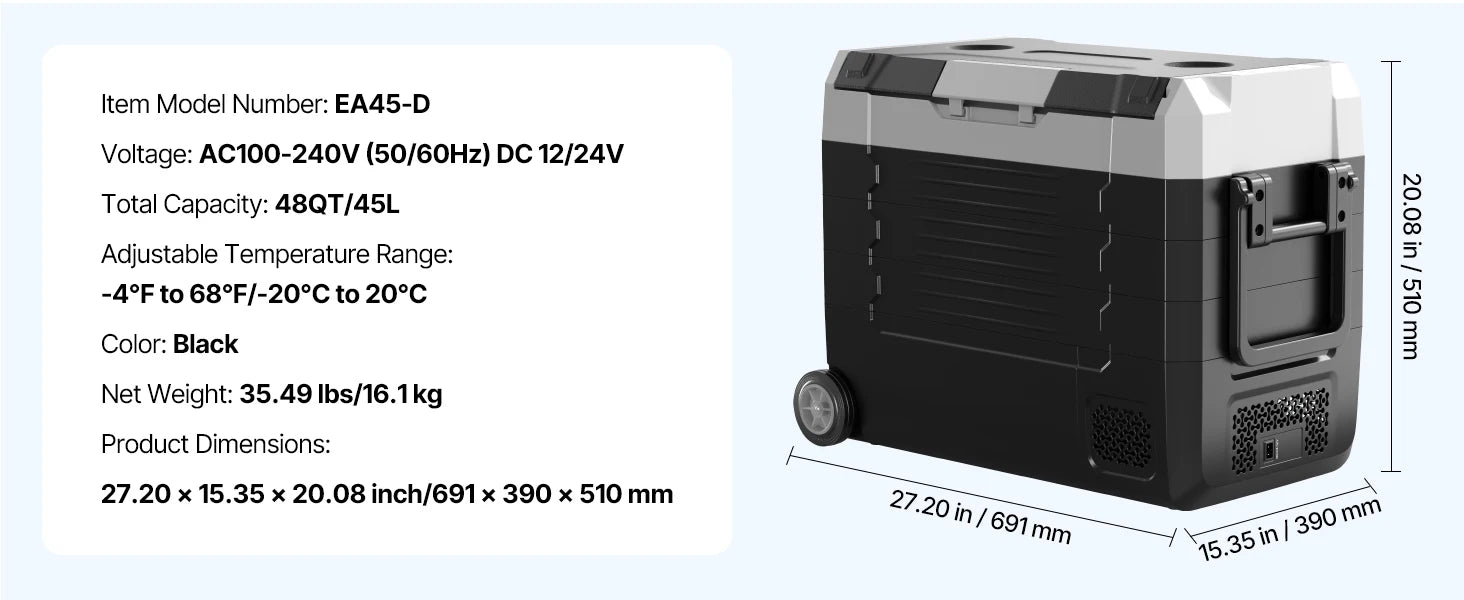 20 L -  55L Car Mini Fridge Freezer  DC 110-240V Camping