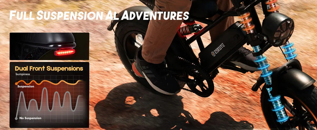 1500W Peak 28MPH 48V13Ah Motorcycle, 16"x4" Fat Tire Dual Suspension
