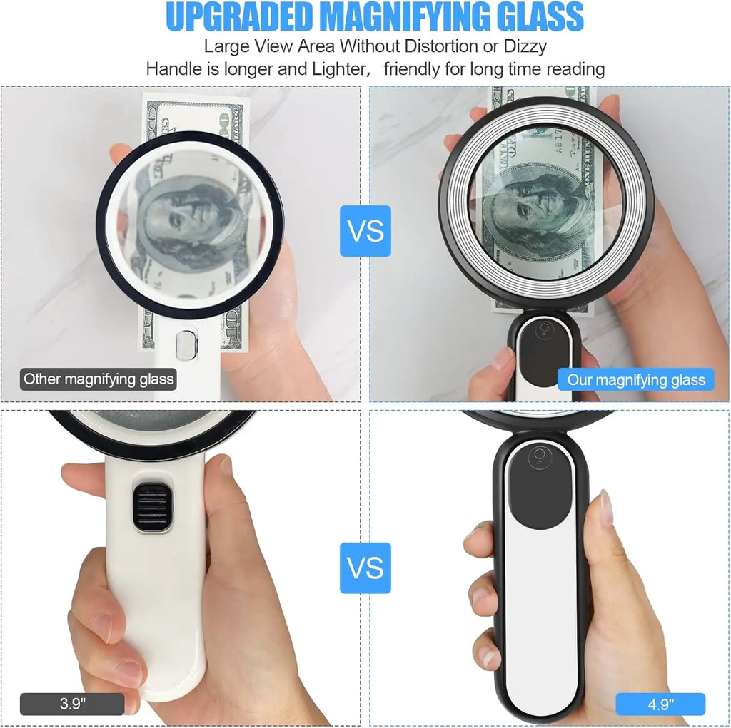Rechargeable Magnifying Glass with Light, 30X 4.7IN