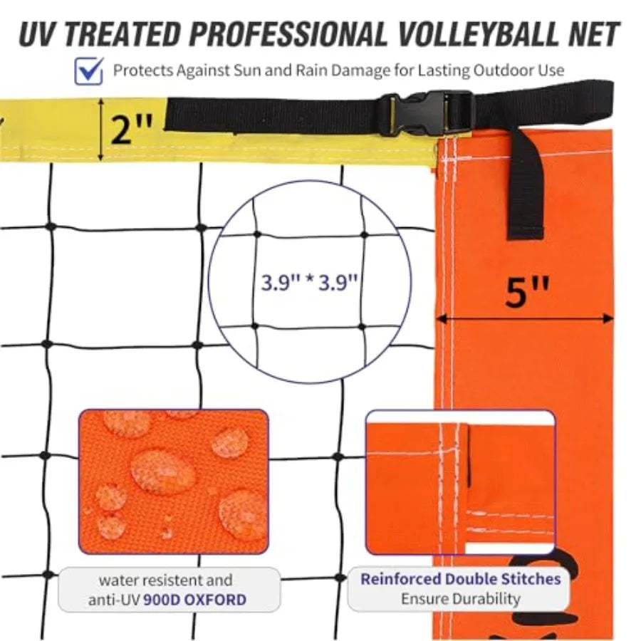 Outdoor Volleyball Net Set   with  Anti-Sagging 28-ply PE Net