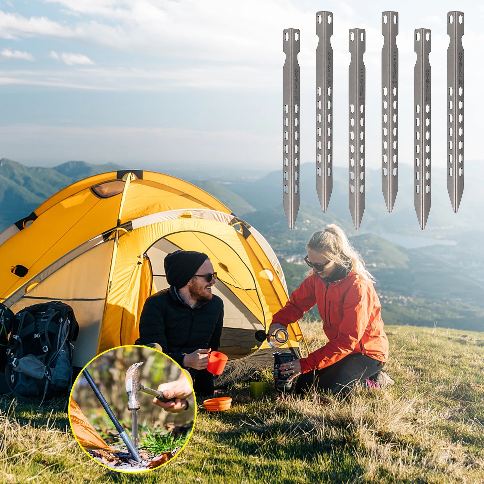 4/6 Pack 6.3 Inch Camping  Pegs Ultralight Windproof Titanium Tent Stakes
