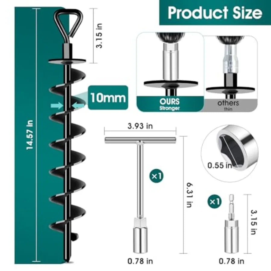 Ground Anchors Screw in Heavy Duty Ground Trampoline Stakes High Wind Tent