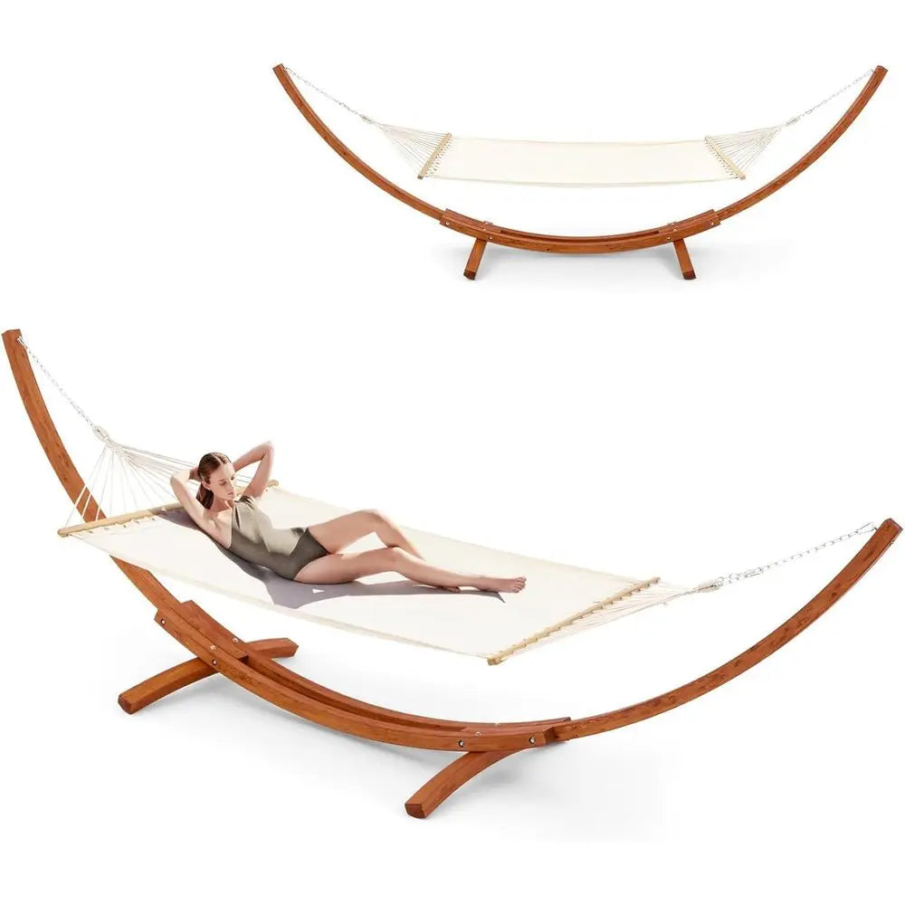 2 Person Heavy Duty Hammock and Stand, Large Outdoor Swing Bed 550lbs Cap.