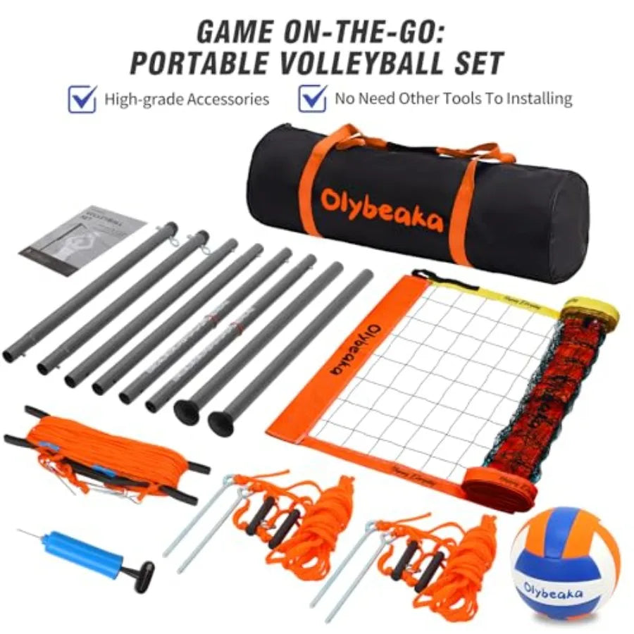 Outdoor Volleyball Net Set   with  Anti-Sagging 28-ply PE Net