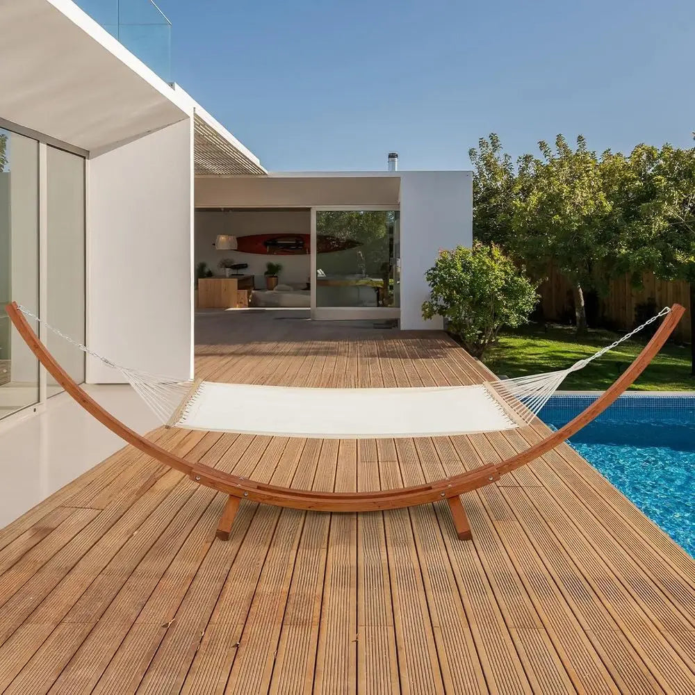 2 Person Heavy Duty Hammock and Stand, Large Outdoor Swing Bed 550lbs Cap.