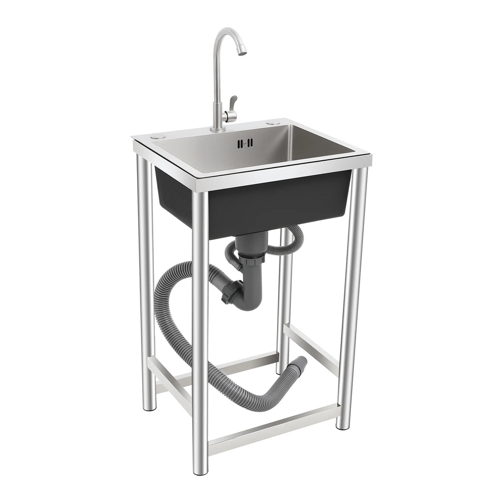 Freestanding Kitchen Sink with 360° Faucet, Sink, 45*41*75cm