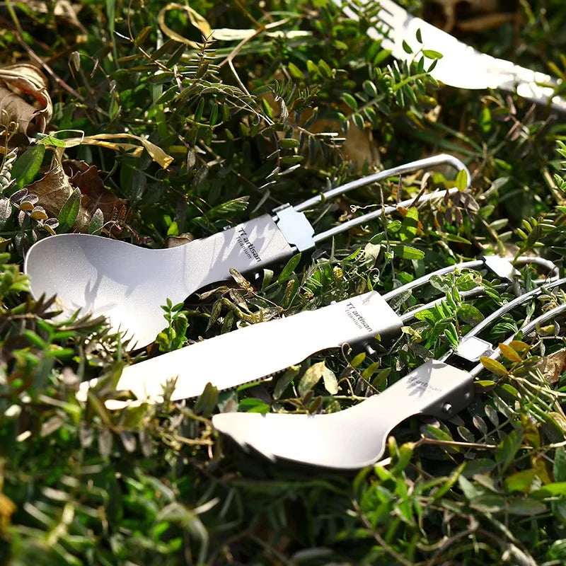 Titanium Foldable Cutlery Set - Fork Spoon Knife