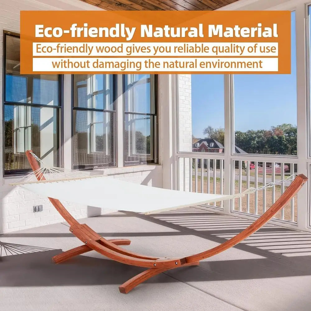 2 Person Heavy Duty Hammock and Stand, Large Outdoor Swing Bed 550lbs Cap.