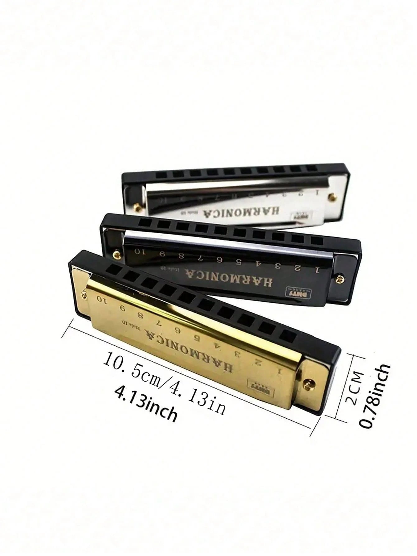 1pc Metal Diatonic 10-Hole Professional Blues Harmonica,
