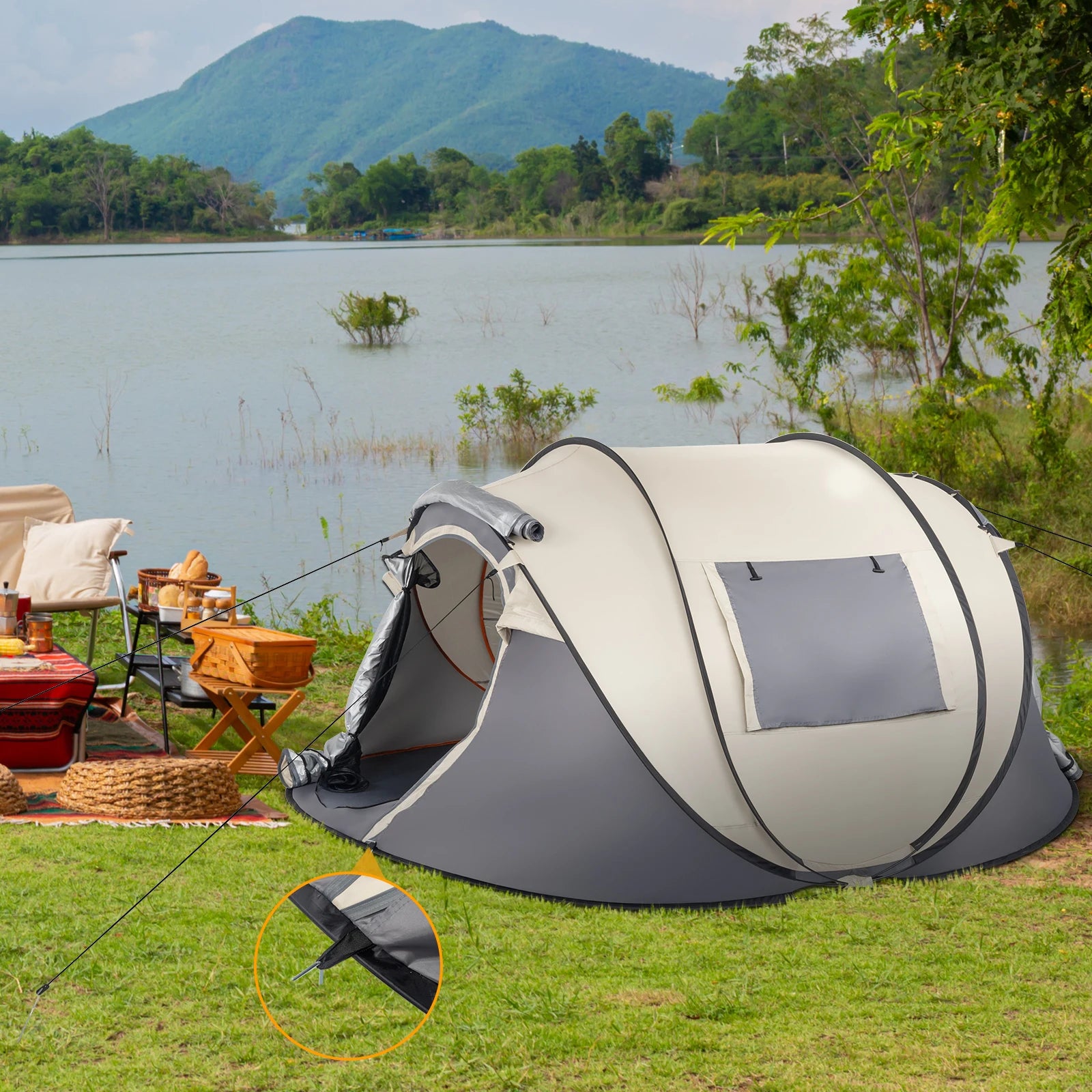 4-Person No-Install Pop Up Tent, Universal
