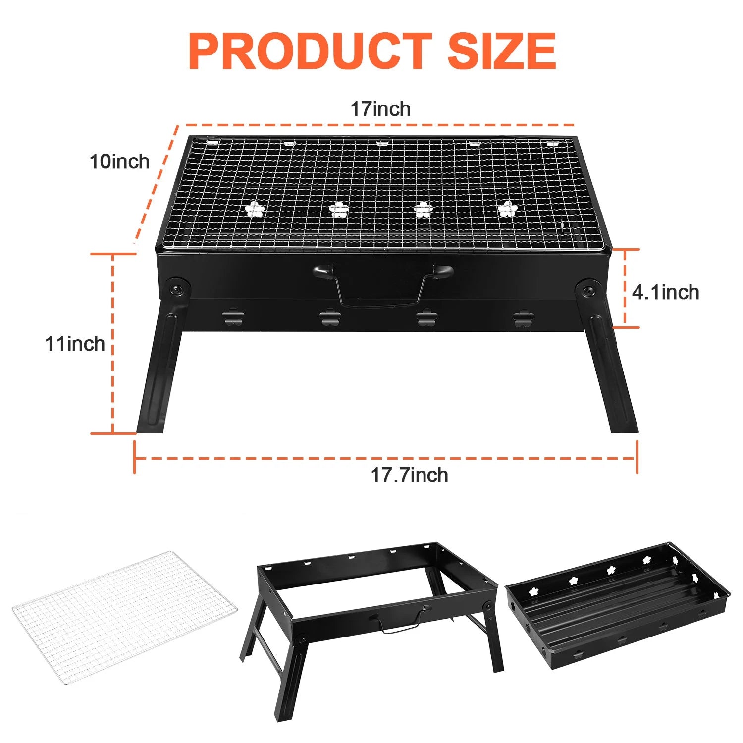Portable Charcoal BBQ Grill Folding Stainless Steel BBQ