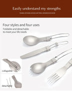 Titanium Foldable Cutlery Set - Fork Spoon Knife