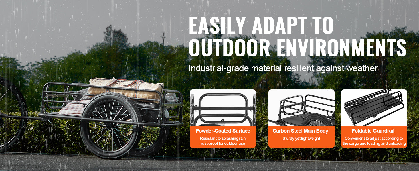 275 lbs Bike Cargo Trailer Foldable Hitch 20" Wh